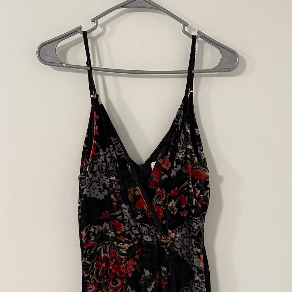 Anthropologie Black and Red Floral Dress